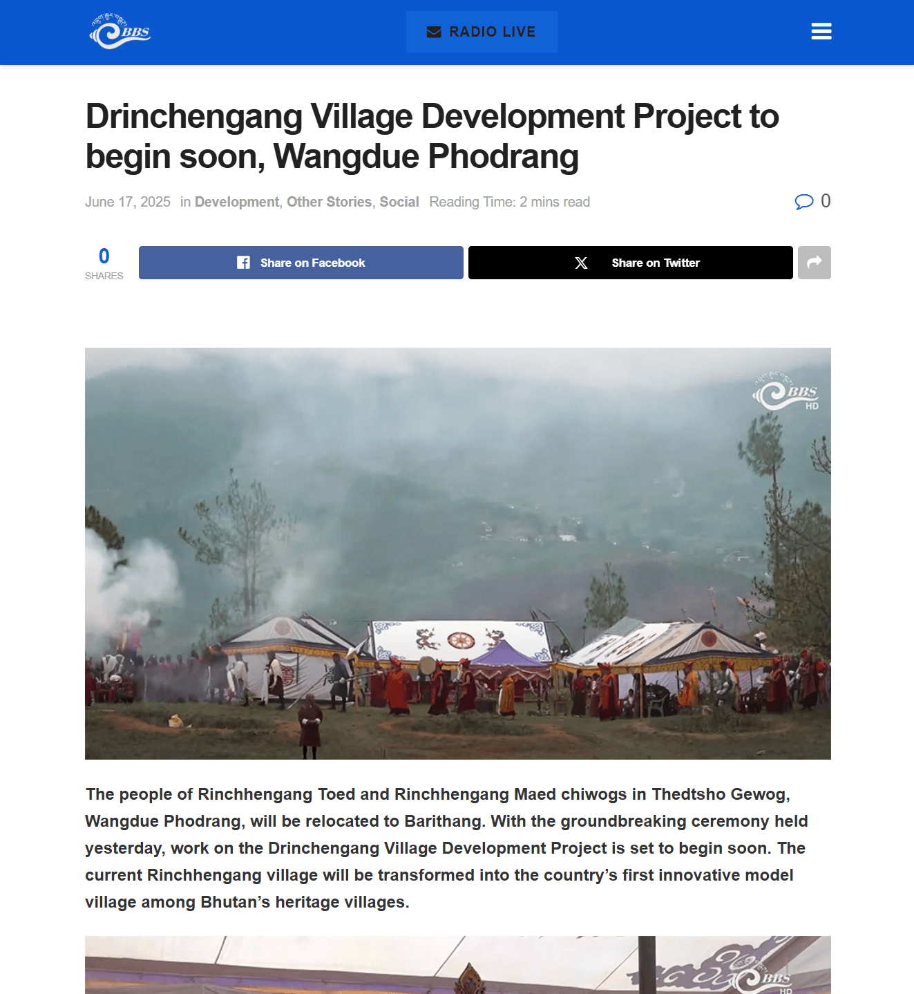 Bhutan Broadcasting Service press feature
