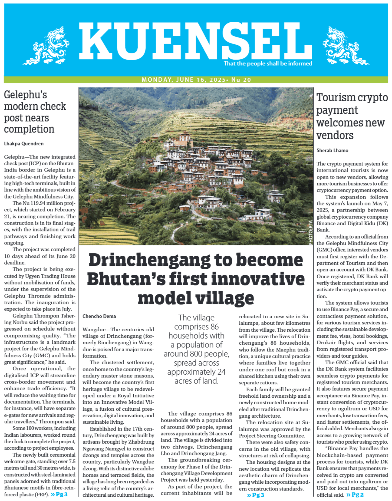 Kuensel press feature